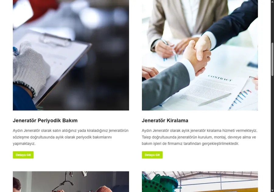Aydın Jeneratör web sitesi ekran görüntüsü