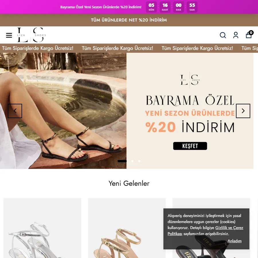 Liza Shoes web sitesi ekran görüntüsü