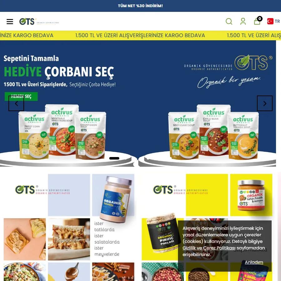 OTS Organik web sitesi ekran görüntüsü