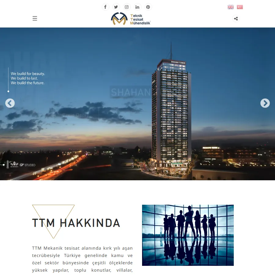 TTM Proje web sitesi ekran görüntüsü