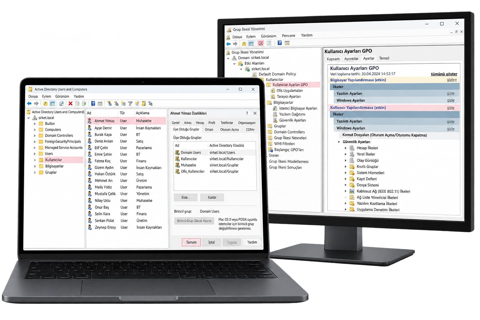 Active Directory ve Domain Yönetimi hizmetini anlatan temsili görsel